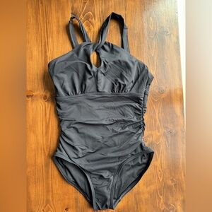 Lands End Black Twist One Piece Swimsuit
